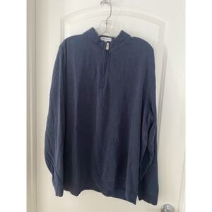 Peter Millar Crown Comfort 1/4 Zip Pullover Men's XXL Navy Blue Cotton Modal